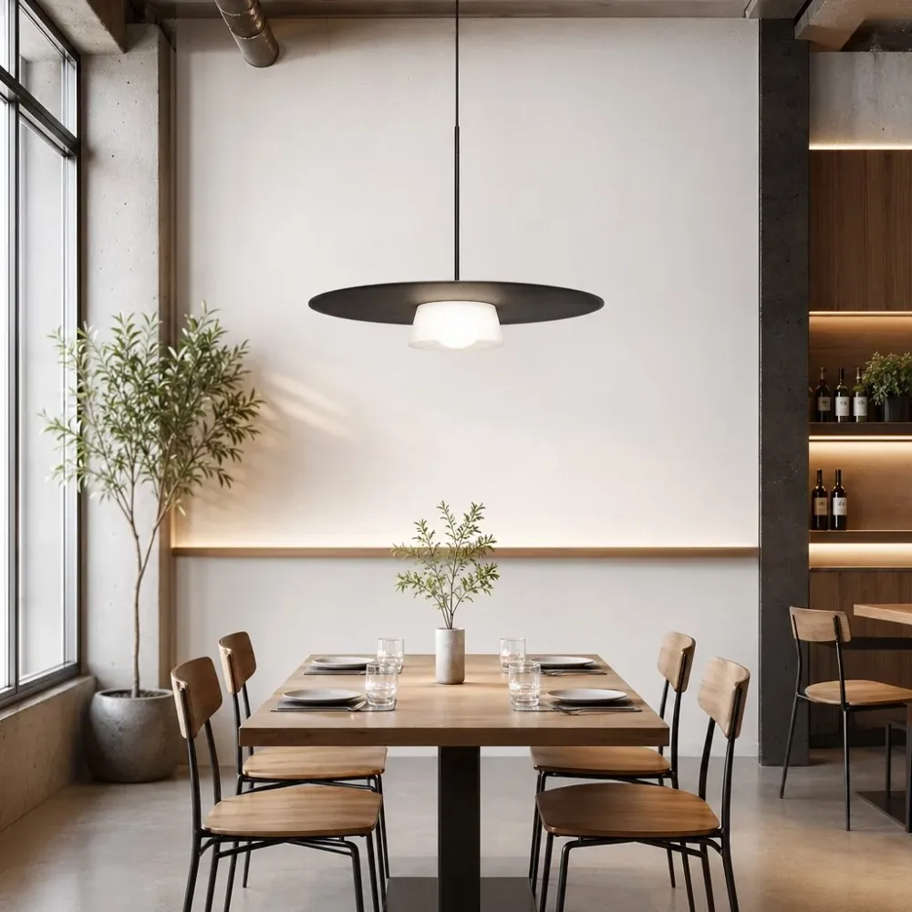 Solenne Minimalistische Aluminium Hanglamp met Schijfvorm At Ease Home Life