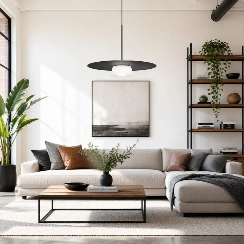 Solenne Minimalistische Aluminium Hanglamp met Schijfvorm At Ease Home Life