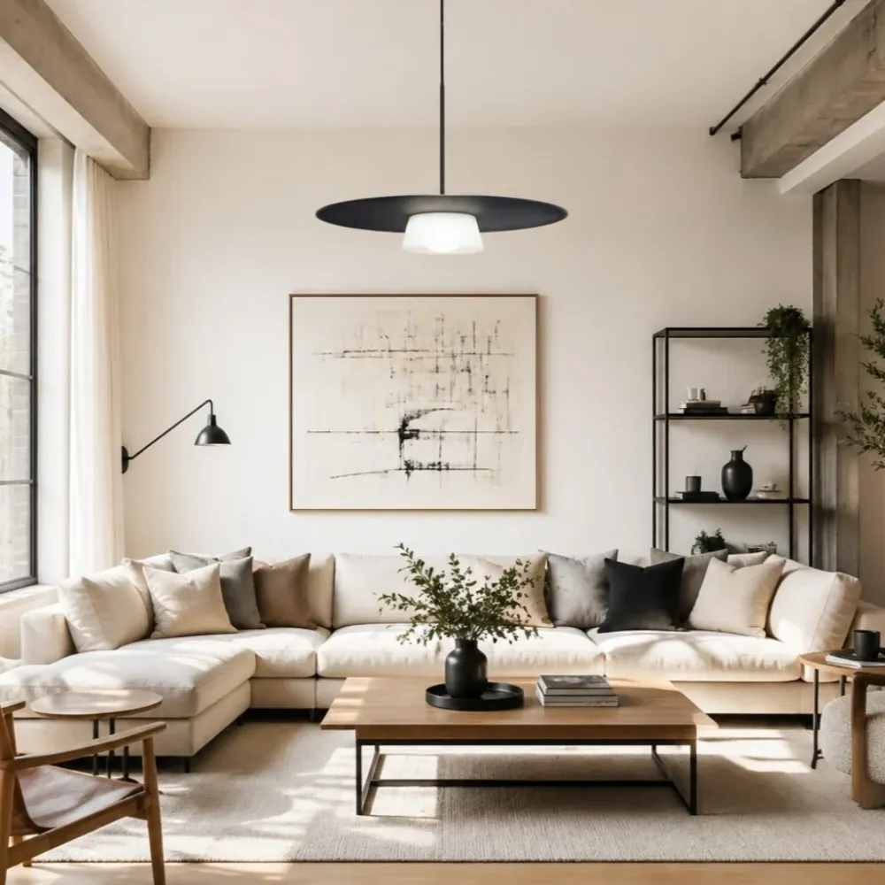Solenne Minimalistische Aluminium Hanglamp met Schijfvorm At Ease Home Life