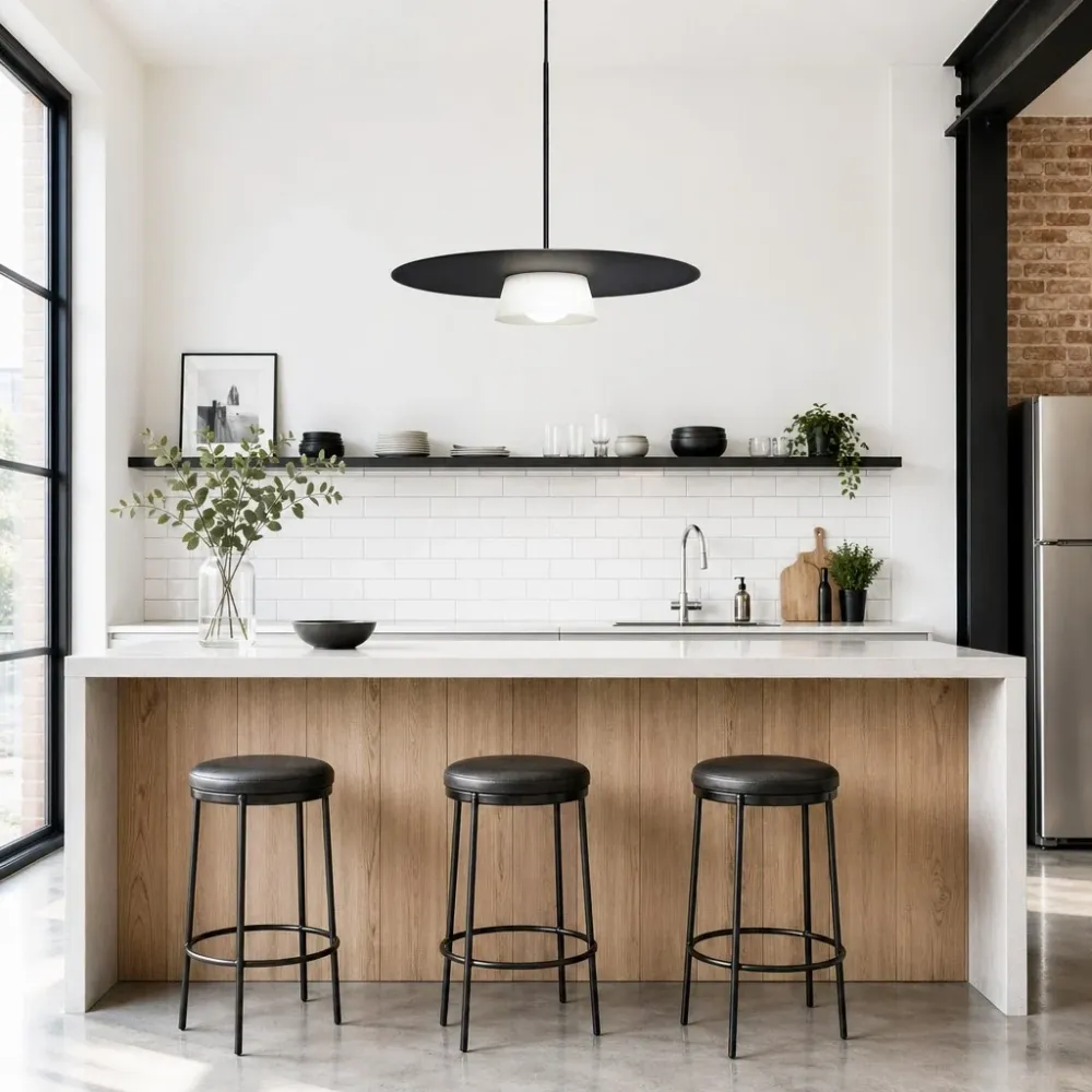 Solenne Minimalistische Aluminium Hanglamp met Schijfvorm At Ease Home Life