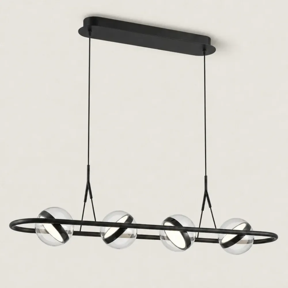 Vensora Moderne Lineaire Glazen Bol Hanglamp Zwart At Ease Home Life