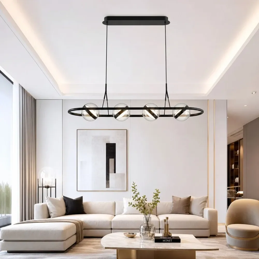 Vensora Moderne Lineaire Glazen Bol Hanglamp Zwart At Ease Home Life