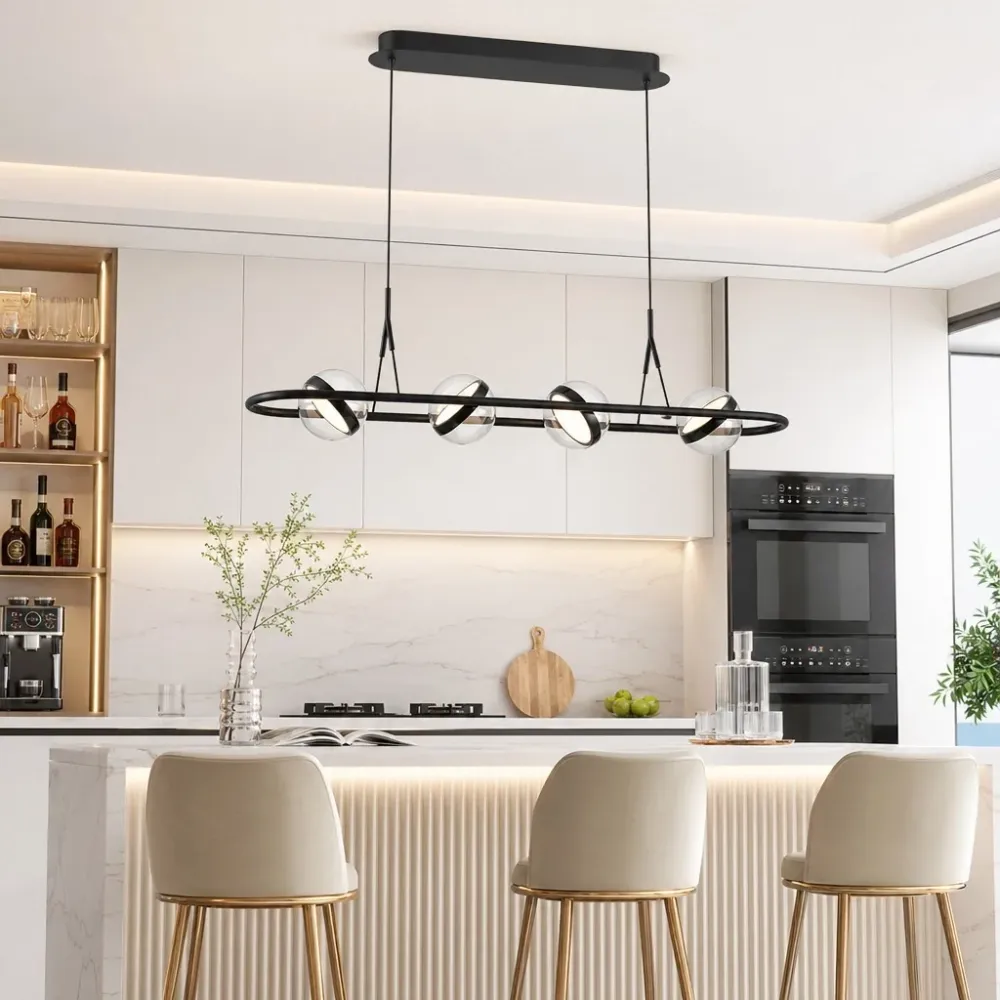 Vensora Moderne Lineaire Glazen Bol Hanglamp Zwart At Ease Home Life