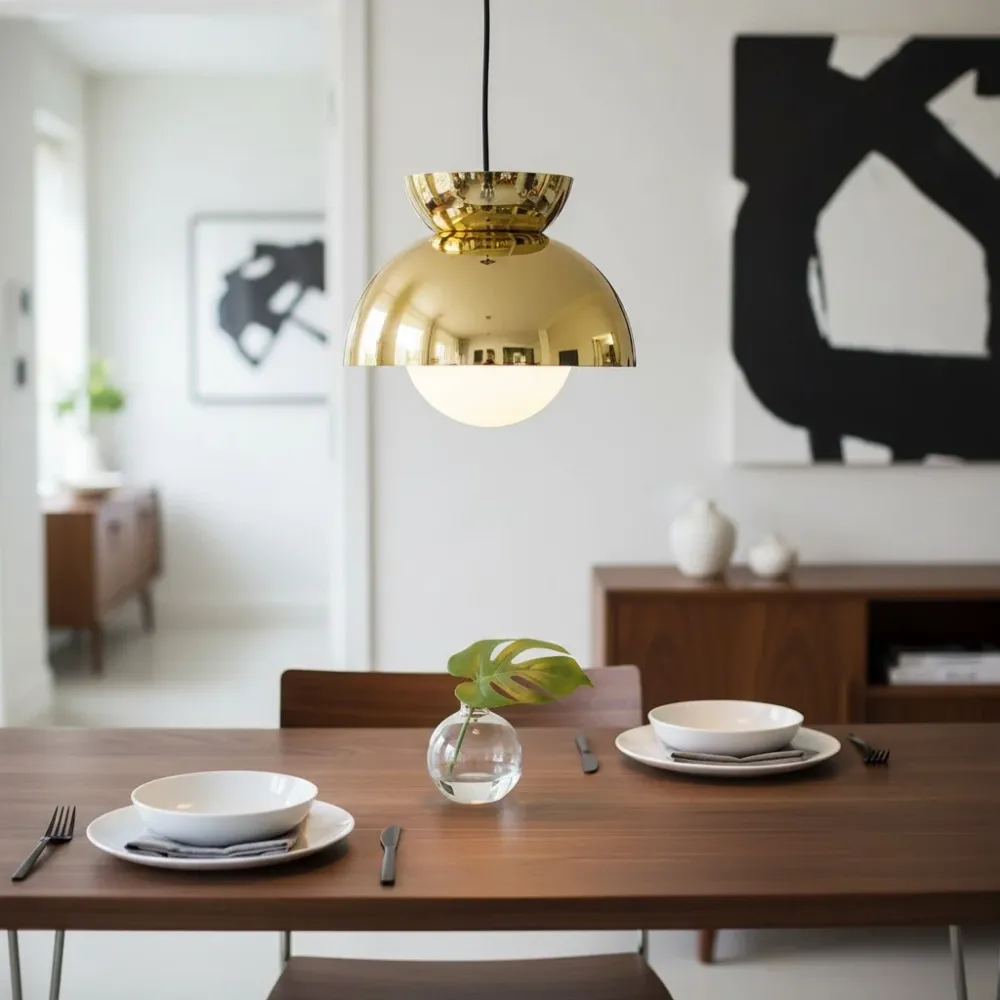 Zosia Minimalistische metalen halve bol hanglamp Bordeaux At Ease Home Life