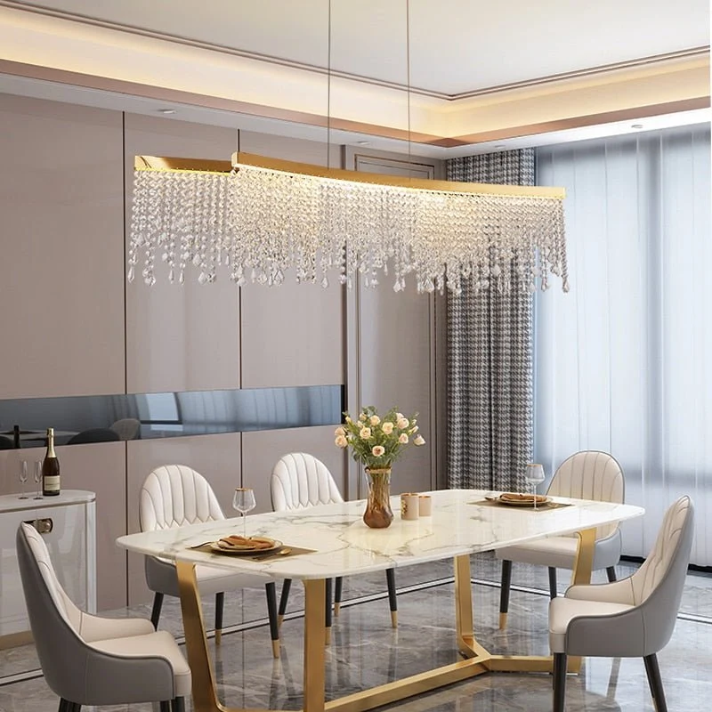 Creatieve Kristallen Kroonluchter Voor Eetkamer Goud Ontwerp Hangende Lamp Luxe Lichtarmaturen L100 ATY Home Decor