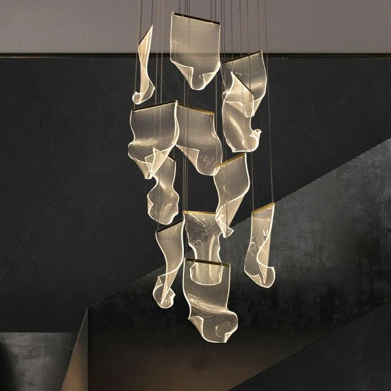 Duplex Draaiende Trap LED Kroonluchter Verlichting Postmoderne Creatieve Hanglamp Eetkamer Woonkamer Opknoping Lichten ATY...