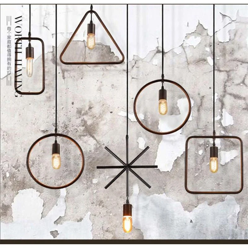 Eenvoudige Industriële Metalen Structuur Lamp Hanglamp Voor Eetkamer Studie Keuken Eiland Woonkamer Hanglamp ATY Home Decor