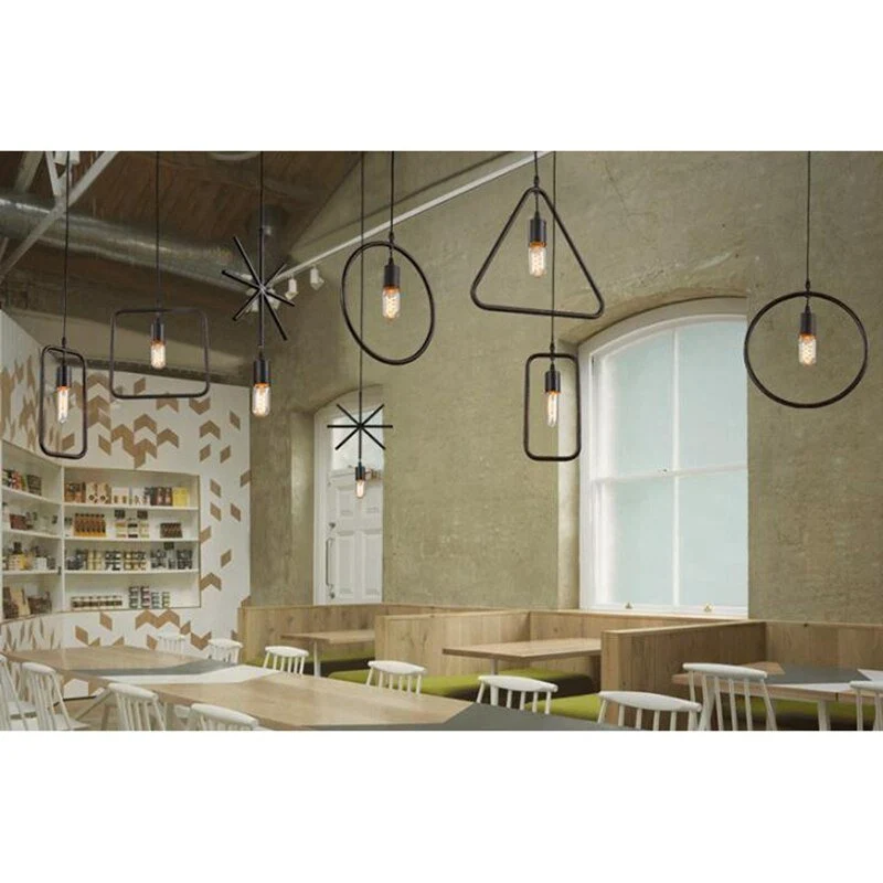 Eenvoudige Industriële Metalen Structuur Lamp Hanglamp Voor Eetkamer Studie Keuken Eiland Woonkamer Hanglamp ATY Home Decor