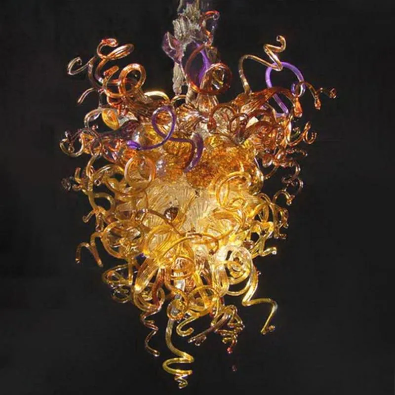 Elegante Amber Gouden Kroonluchter Licht LED 110V tot 240V Murano Kristallen Kroonluchter Lampen ATY Home Decor