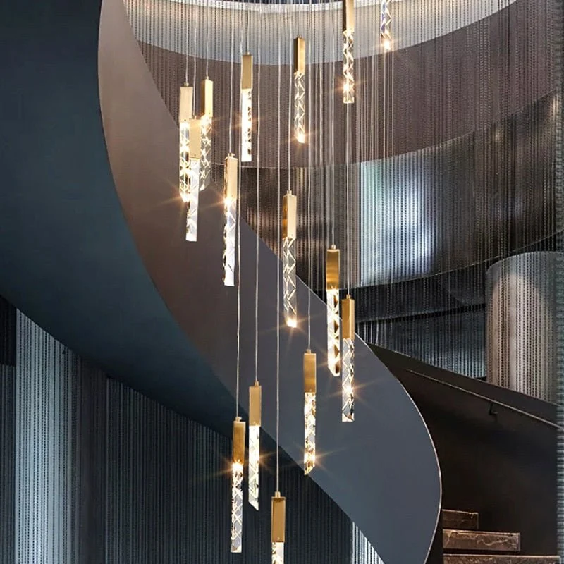 Gouden Hanger Moderne Kristal Binnenverlichting Loft Trap Spiraal Verlichting Armatuur 1 ATY Home Decor
