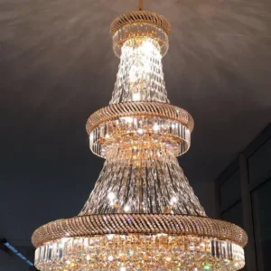 Grote Foyer Kristallen Kroonluchter Lichtpunt Goud/Chrome Kristallen Kroonluchter Gebruikt Villa Hotel Duplex Gebouwen (Go...