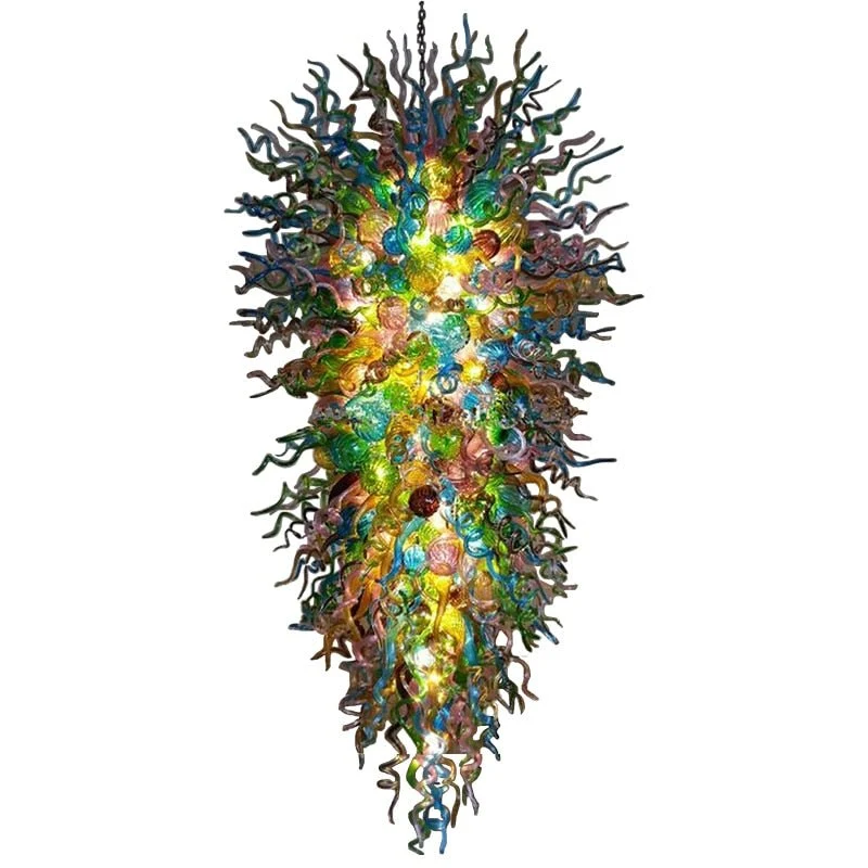 Kleurrijke Grote Hanglamp Kroonluchters Moderne Murano Handgeblazen Glazen Kroonluchter Woonkamer W120xh240cm ATY Home Decor