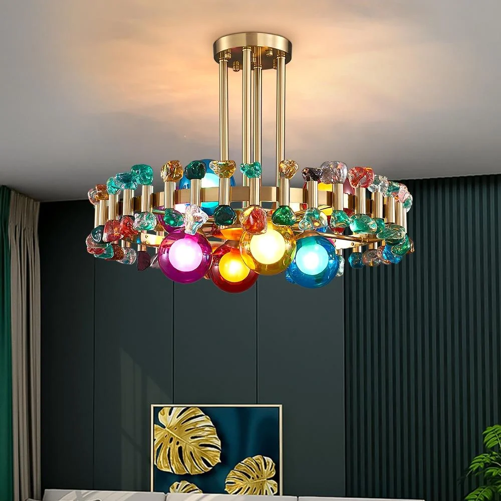 Kleurrijke moderne kristallen kroonluchter voor woon- en eetkamer ATY Home Decor