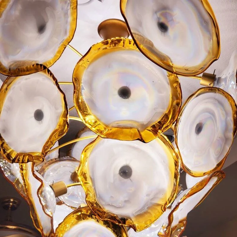 Luxe Grote Murano Handgemaakte Geblazen Glazen Glazen Kroonluchter Bloem Plaat Moderne Kunst Verlichting ATY Home Decor