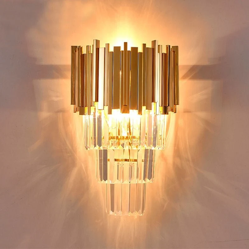 Luxe Kristallen Woonkamer Wandlamp Verlichting Goud Chroom Gepolijst Staal Wandlamp Slaapkamer Hal Gold ATY Home Decor