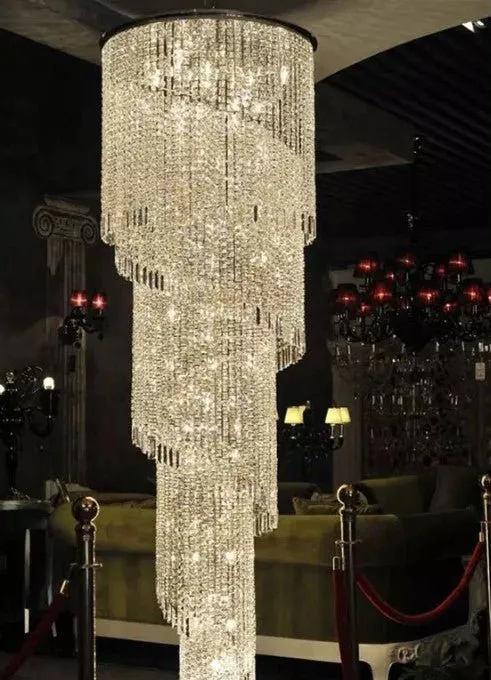 Luxe Moderne Kristallen Kroonluchter Voor Trap Lange Loft Zwart Lichtpunt Villa Lobby Woonkamer ATY Home Decor