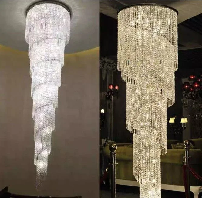 Luxe Moderne Kristallen Kroonluchter Voor Trap Lange Loft Zwart Lichtpunt Villa Lobby Woonkamer ATY Home Decor