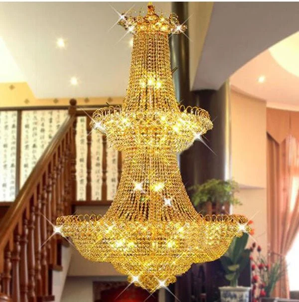 Moderne Grote Kristallen Kroonluchter Licht Goud/Chrome Foyer Kristallen Kroonluchter Licht Breedte 120 cm Gegarandeerd 10...