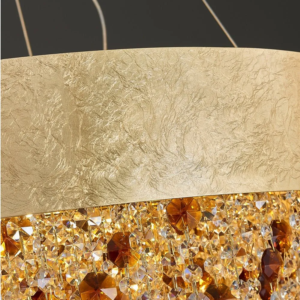 Moderne Kristallen Kroonluchter Voor Eetkamer Goud Hangende Verlichting LED Lamp Rond Luxe Home Decor L80xw28xh36cm ATY Ho...