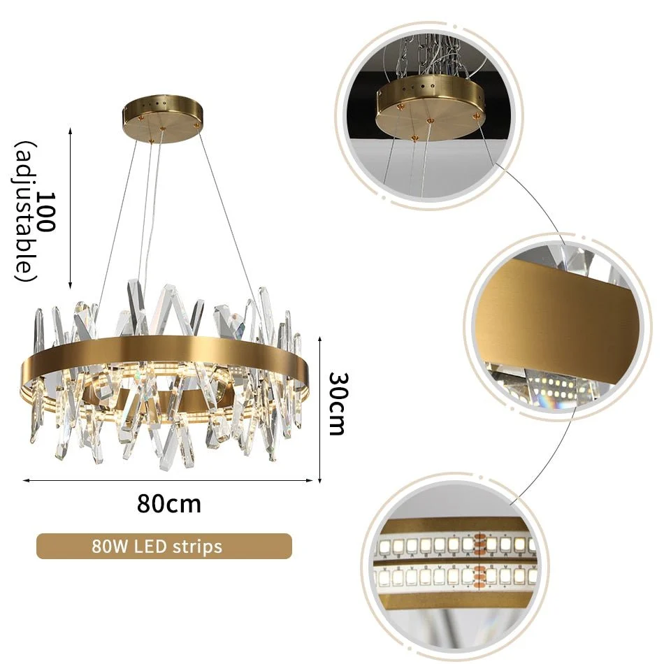 Moderne Led Kroonluchter Voor Woonkamer Eetkamer Slaapkamer Ronde Verlichting Steiloos Dimmen Kristallen Lampen Diameter A...