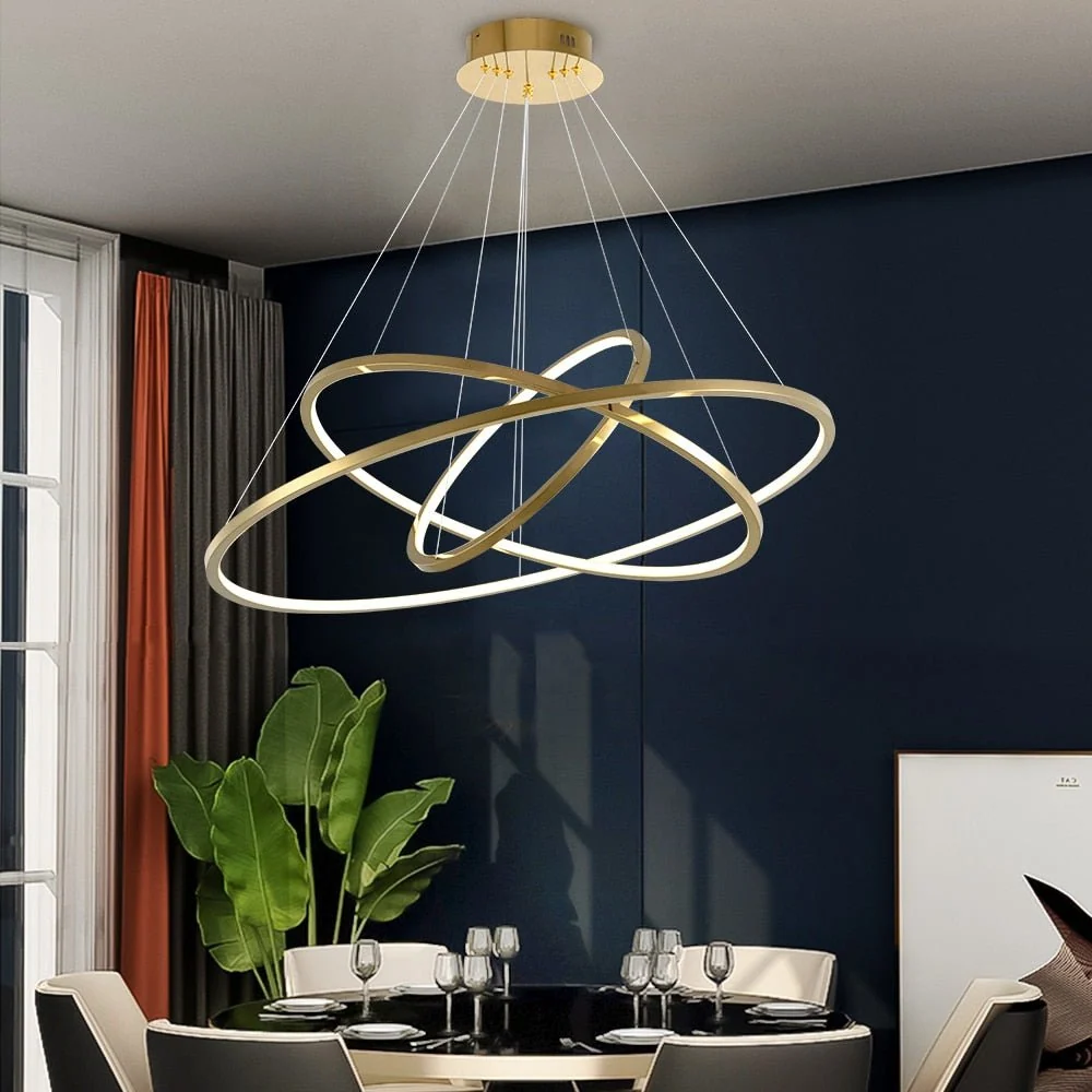 Moderne Ring Led Kroonluchter Voor Trap Luxe Woonkamer Gouden Lichtarmatuur Lange Villa Hal Lobby 100x80x60cm ATY Home Decor