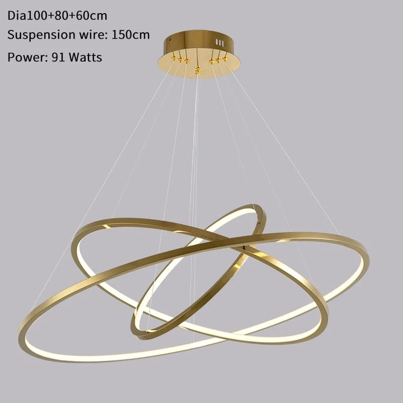 Moderne Ring Led Kroonluchter Voor Trap Luxe Woonkamer Gouden Lichtarmatuur Lange Villa Hal Lobby 100x80x60cm ATY Home Decor