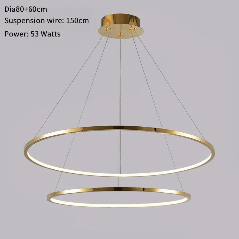 Moderne Ring Led Kroonluchter Voor Trap Luxe Woonkamer Gouden Lichtarmatuur Lange Villa Hal Lobby 100x80x60cm ATY Home Decor
