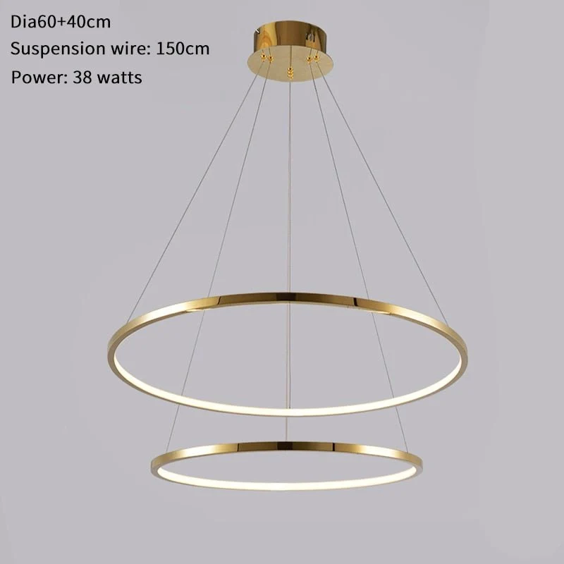 Moderne Ring Led Kroonluchter Voor Trap Luxe Woonkamer Gouden Lichtarmatuur Lange Villa Hal Lobby 100x80x60cm ATY Home Decor