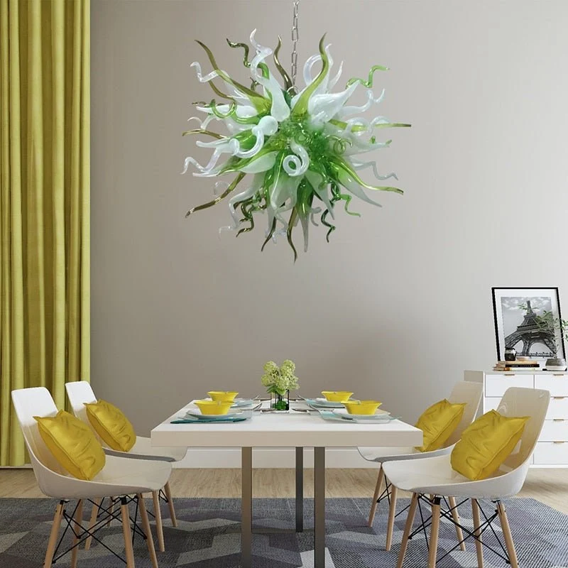 Nordic Ball Kroonluchter Handgeblazen Glazen Plafondlampen Eettafels Verlichting Green ATY Home Decor