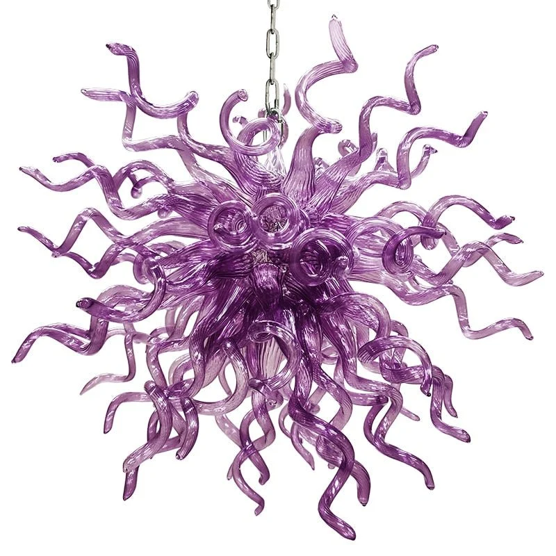 Paarse Handgemaakte Geblazen Glazen Kroonluchter Elegant Hangende Hanger Voor Woon Eetkamer W70xh70cm ATY Home Decor