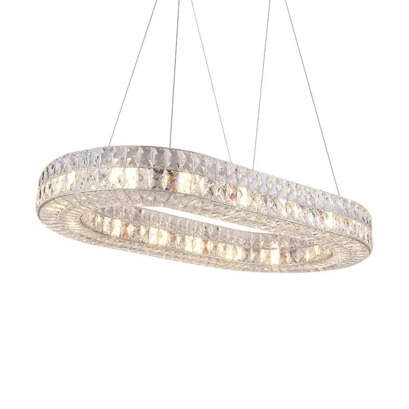 Verlichting LED K9 Kristallen Kroonluchter Glans Moderne Ovale Vorm Kroonluchters Licht Verlichting Woonkamer Kroonluchter...