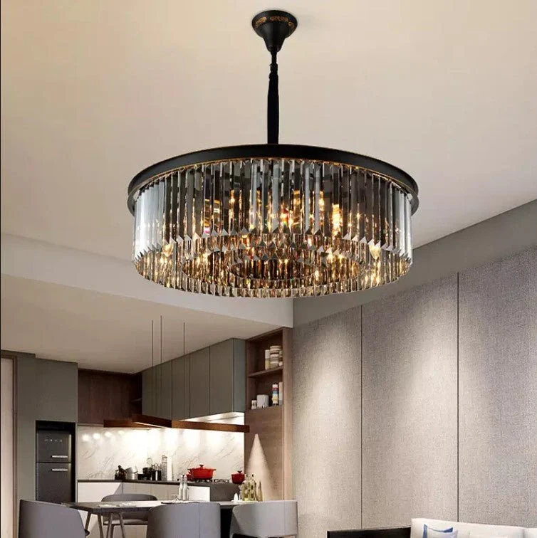 Zwarte Kristal Ronde Vorm Luxe Kroonluchter Voor Woonkamer Eetkamer ATY Home Decor