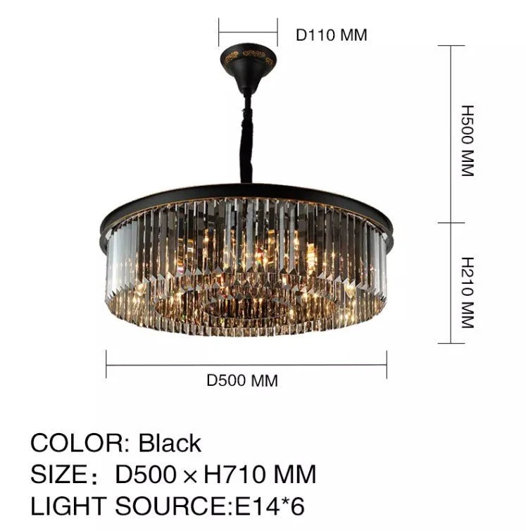Zwarte Kristal Ronde Vorm Luxe Kroonluchter Voor Woonkamer Eetkamer ATY Home Decor