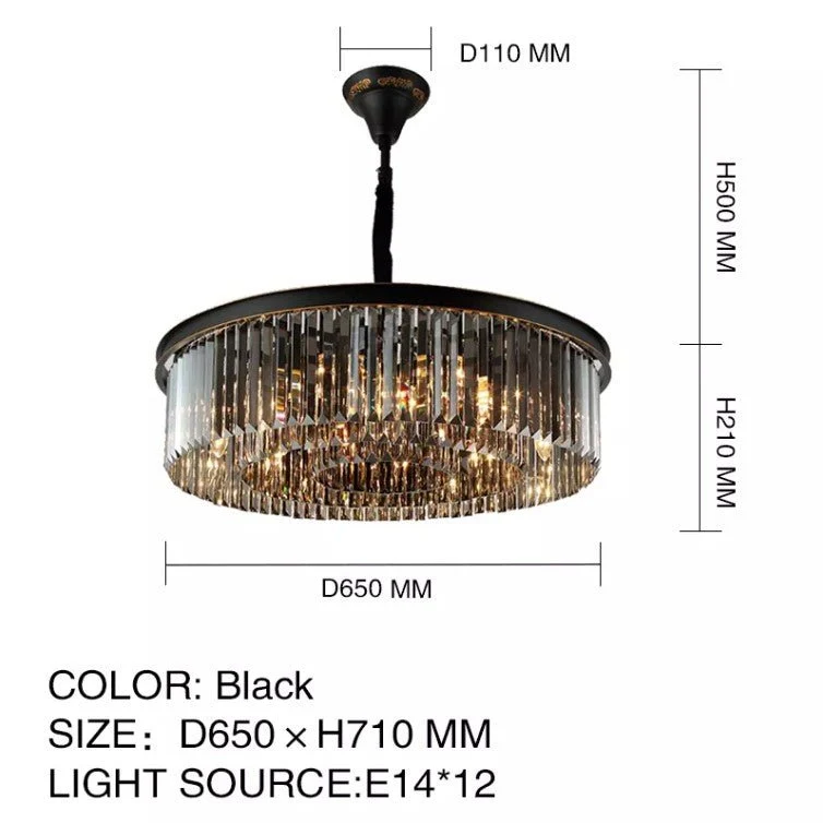 Zwarte Kristal Ronde Vorm Luxe Kroonluchter Voor Woonkamer Eetkamer ATY Home Decor