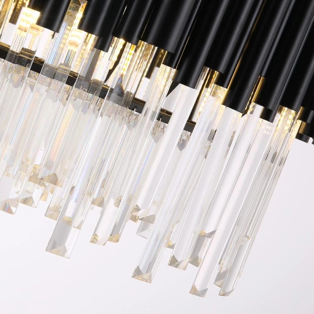 Zwarte moderne kristallen kroonluchterverlichting voor woonkamer luxe ronde lamp ATY Home Decor