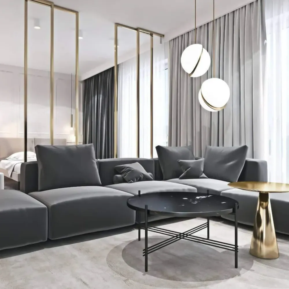 Bol Hanglamp met Gouden Accenten – Moderne Woonkamer Lamp
