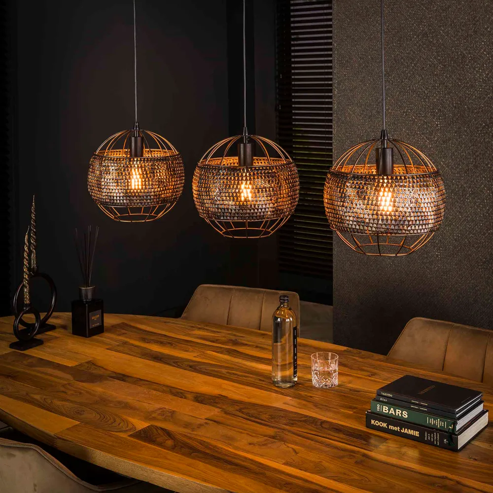 Hanglamp 3L Armor Open | Zwart Metaal Bold Living