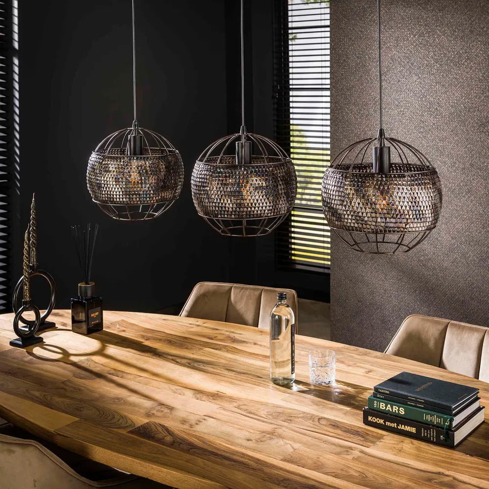 Hanglamp 3L Armor Open | Zwart Metaal Bold Living