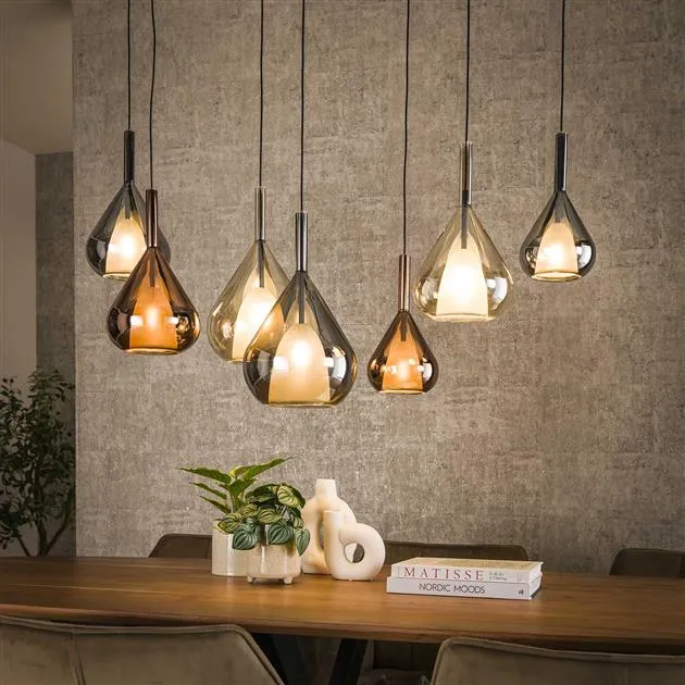 Hanglamp Olyx | Metaal Zwart | 7 lichts Bold Living