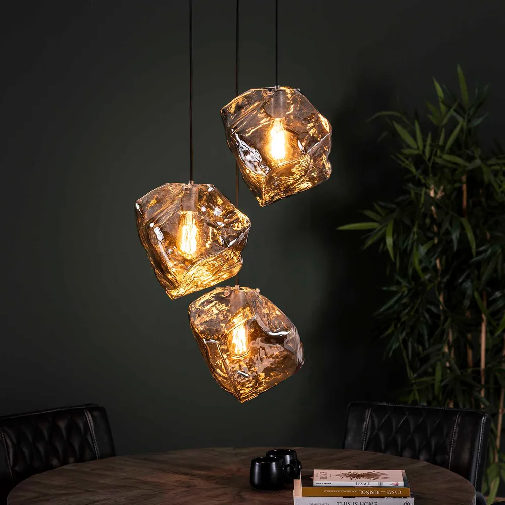 Hanglamp Petra | 3 Lampen | Chrome Glas Bold Living
