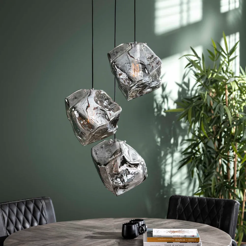 Hanglamp Petra | 3 Lampen | Chrome Glas Bold Living