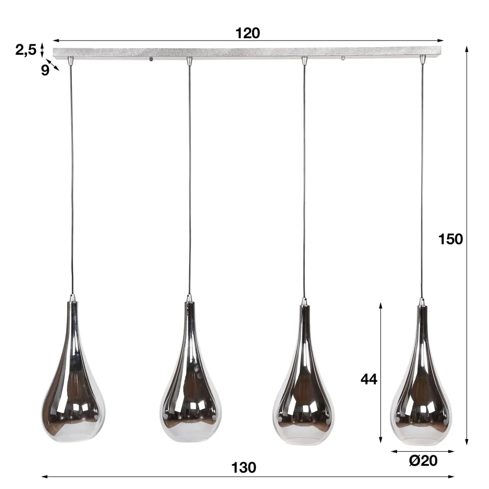 Hanglamp Silver Drop Glass | Chromed Glas Bold Living