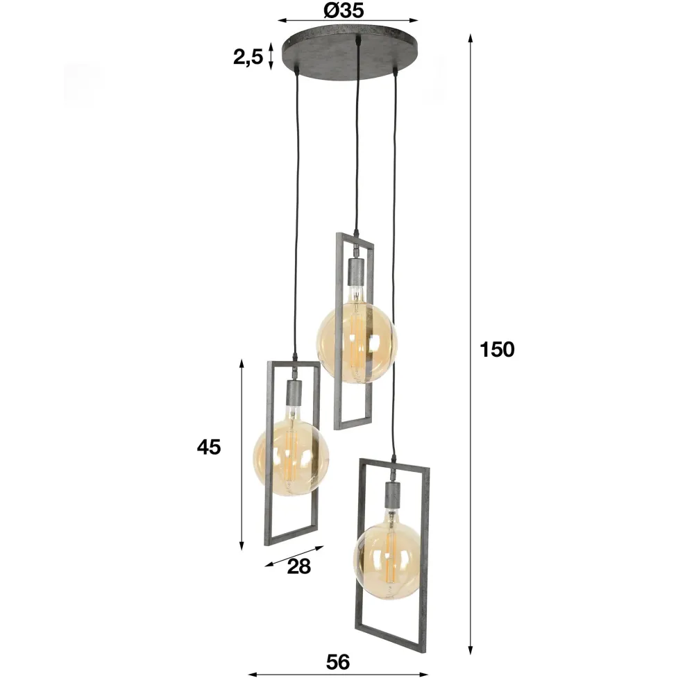 Hanglamp Sky Getrapt | Oud Zilver Bold Living
