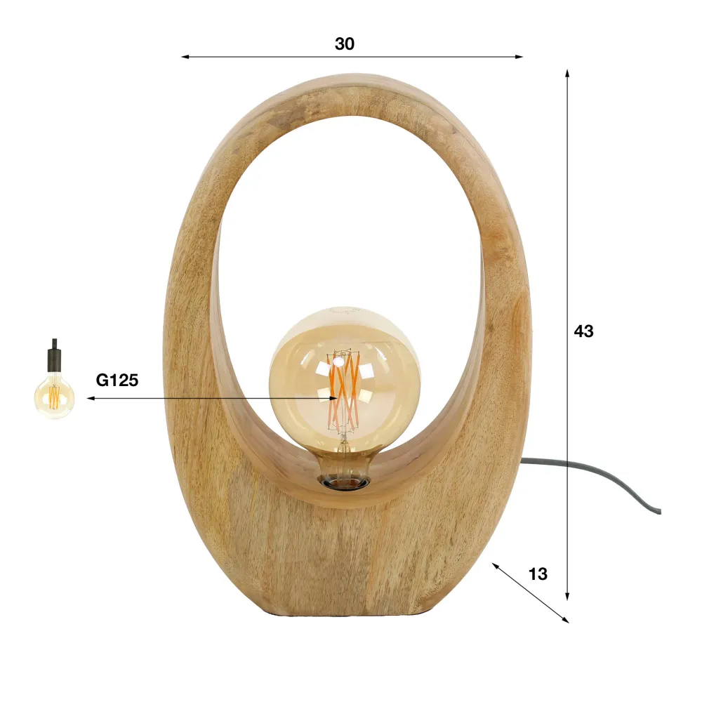 Tafellamp Arch Wood | L | Naturel Mangohout Bold Living