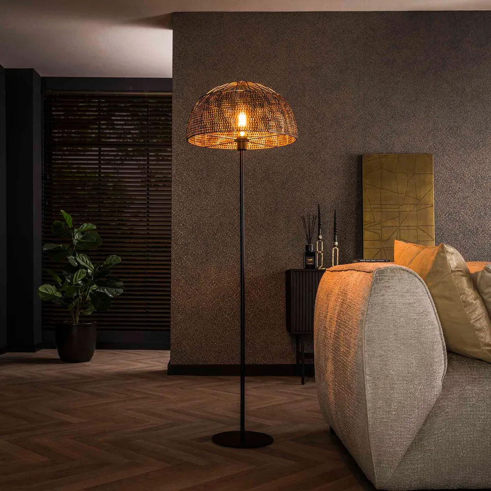 Vloerlamp Armor Open | Zwart Metaal Bold Living