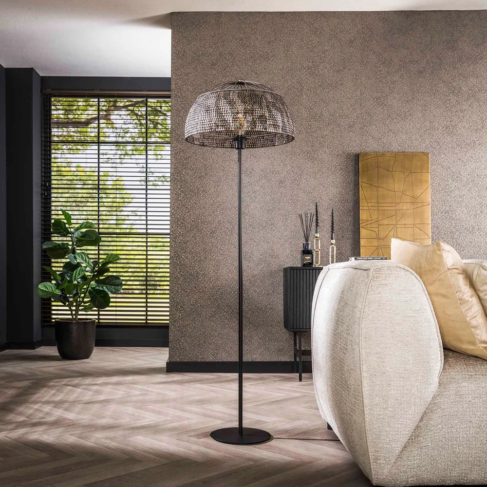 Vloerlamp Armor Open | Zwart Metaal Bold Living