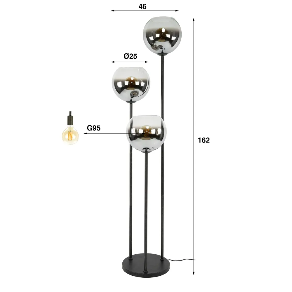 Vloerlamp Daro | Glas Grijs Bold Living