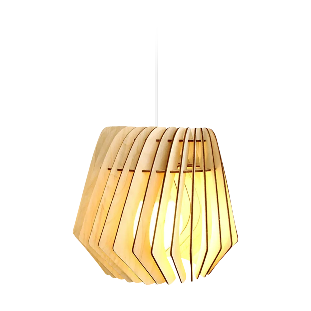 Bomerango Spin M houten hanglamp medium - met koordset wit - Ø 37 cm