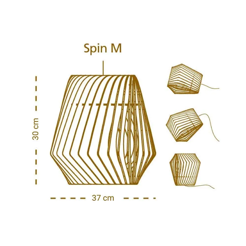 Bomerango Spin M houten hanglamp medium - met koordset wit - Ø 37 cm