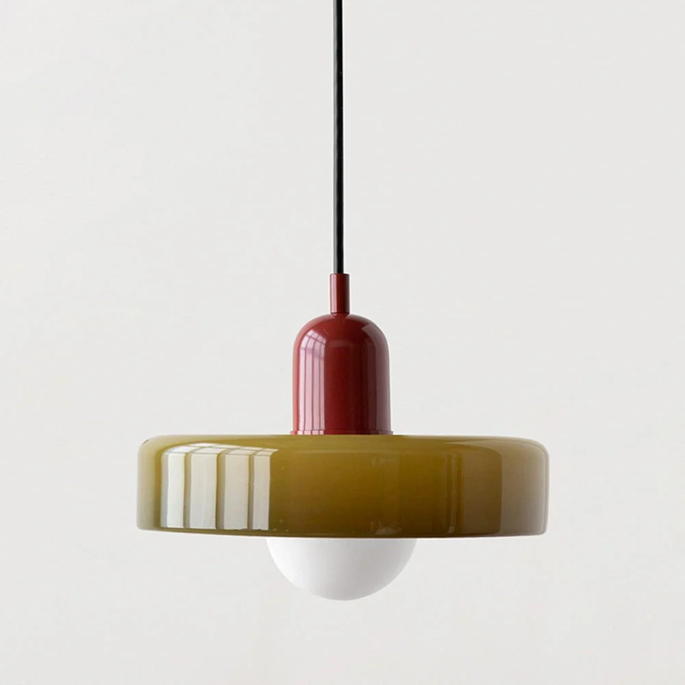 Hanglamp Retro met Schijfvormige Glazen Kap en Verstelbare Hoogte Bonuze
